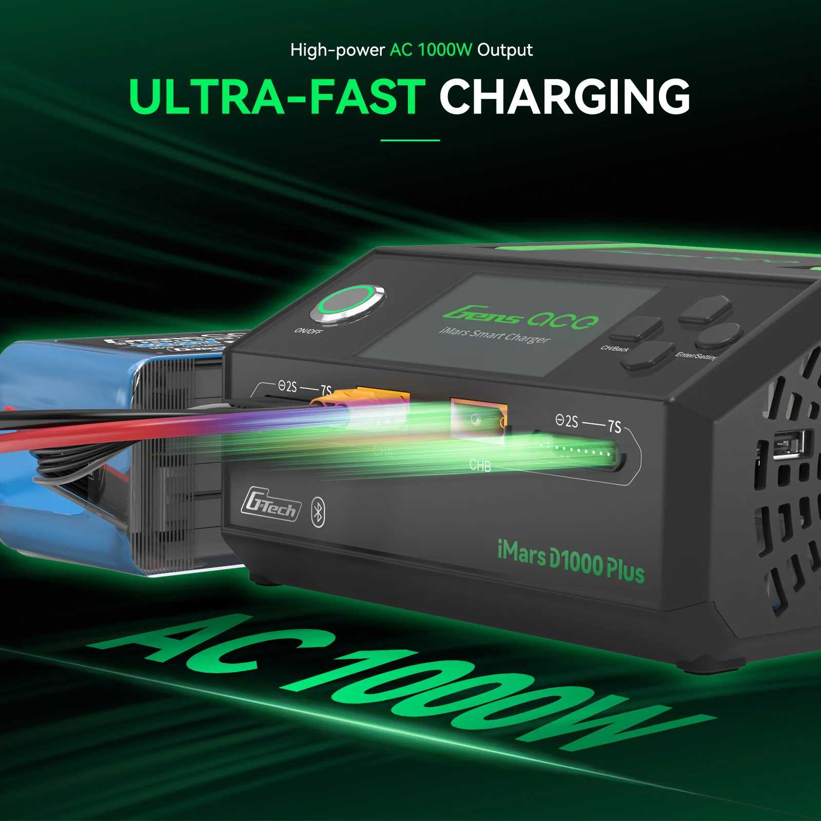 Gens ace iMars D1000 Plus Smart Charger | Dual Channel | AC 1000W | G-Tech - Image 5