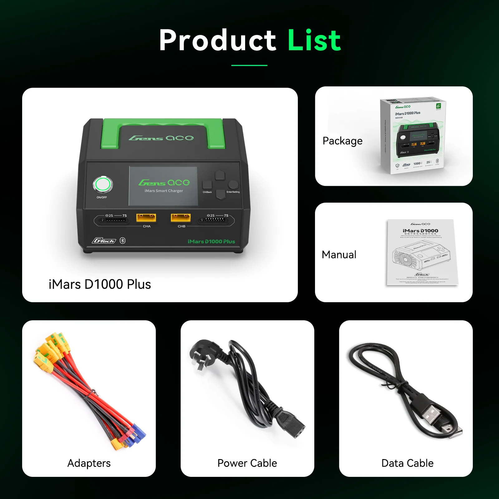 Gens ace iMars D1000 Plus Smart Charger | Dual Channel | AC 1000W | G-Tech - Image 8