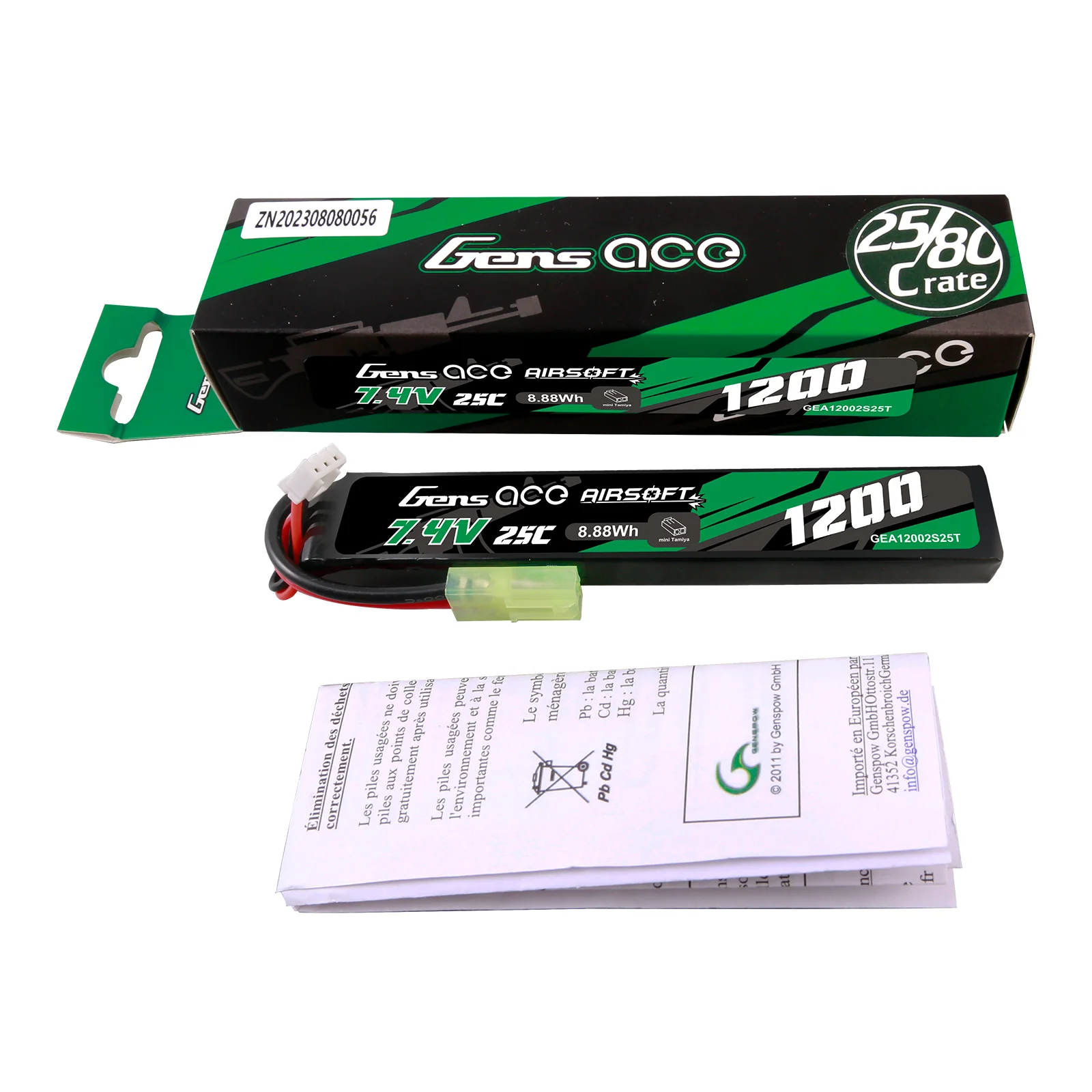 Gens ace 25C 1200mAh 2S1P 7.4V Airsoft Gun Lipo Battery with Tamiya Plug - Image 5