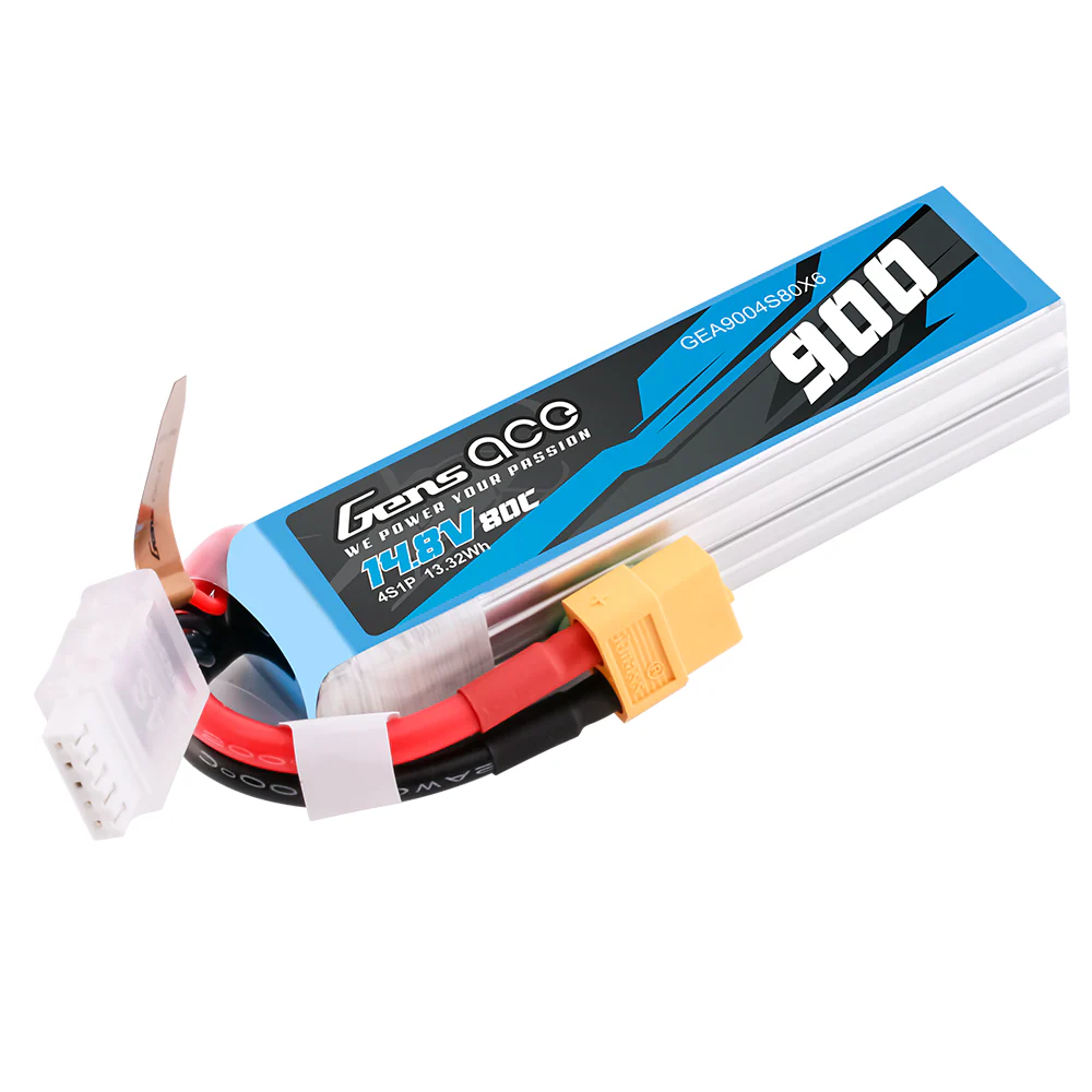 Gens Ace 900mAh 14.8V 80C 4S1P Lipo Battery Pack with XT60 plug - Image 4