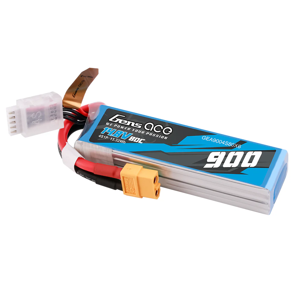 Gens Ace 900mAh 14.8V 80C 4S1P Lipo Battery Pack with XT60 plug - Image 5