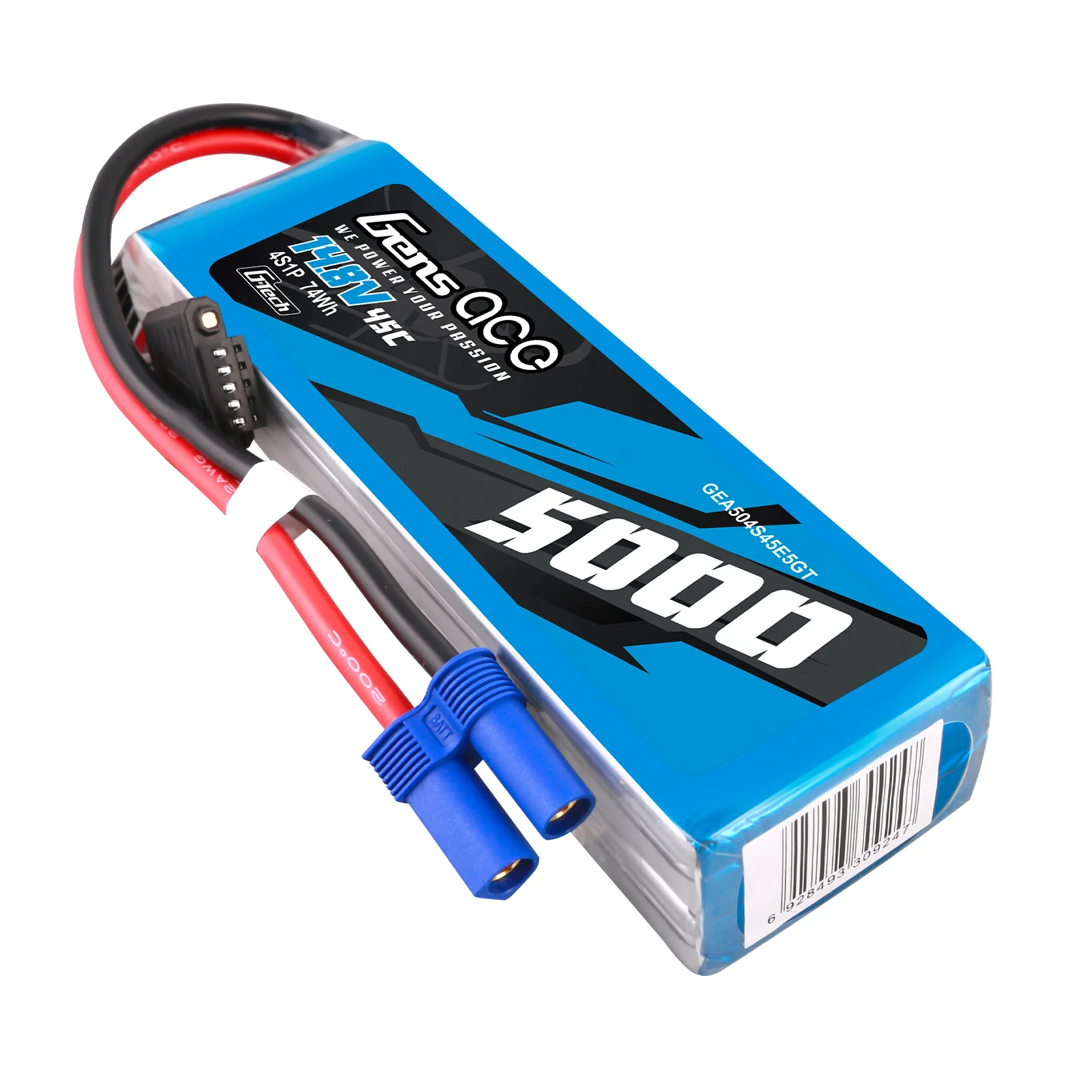 Gens ace G-Tech 5000mAh 14.8V 45C 4S1P Heli Lipo Battery with EC5 Plug - Image 3