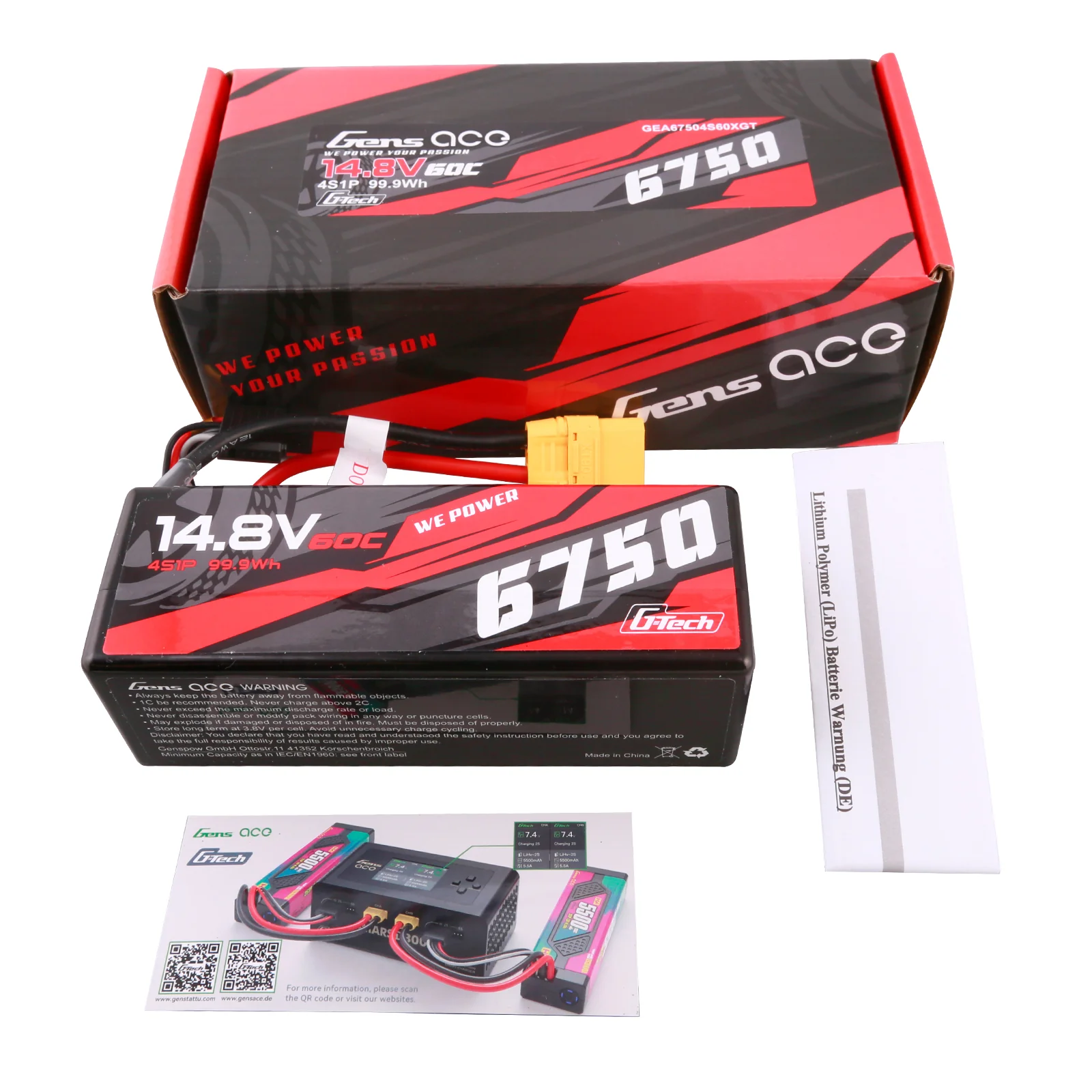 Gens ace G-Tech Hardcase 6750mAh 14.8V 60C 4S1P Lipo Battery with XT90 Plug - Image 5