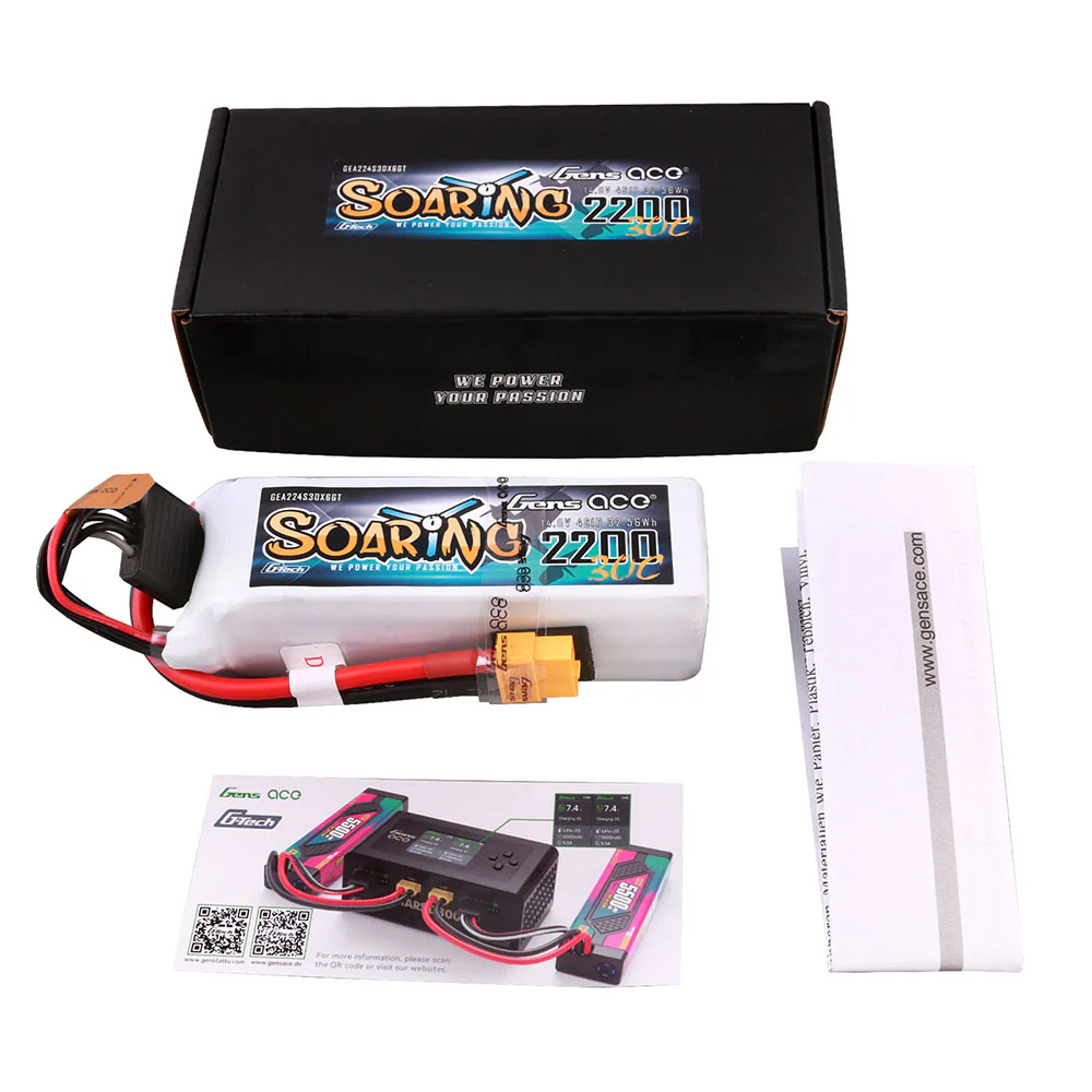 Gens ace G-Tech Soaring 2200mAh 14.8V 30C 4S1P Lipo Battery Pack with XT60 plug - Image 5