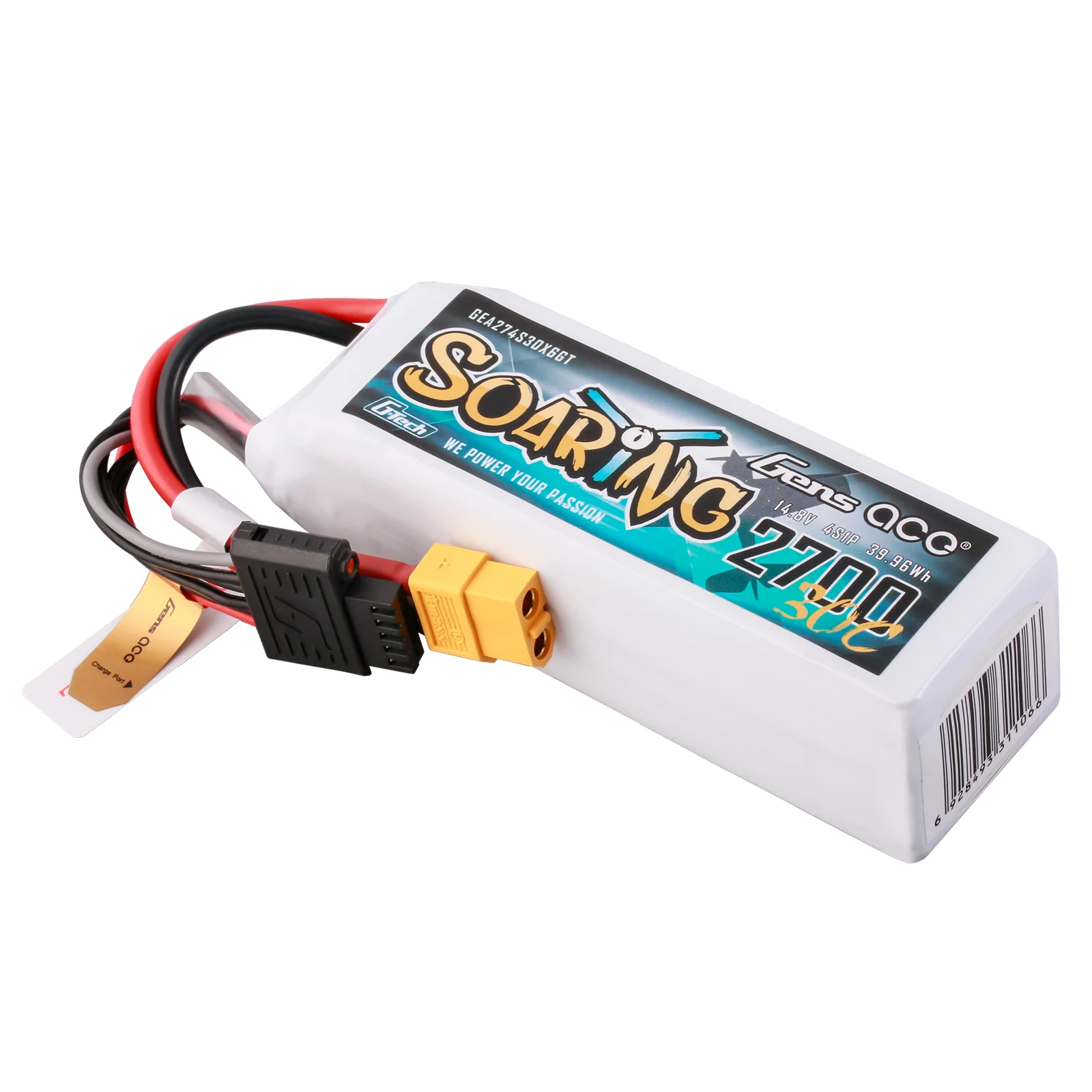 Gens ace G-Tech Soaring 2700mAh 14.8V 30C 4S1P LiPo Battery Pack with XT60 Plug - Image 3