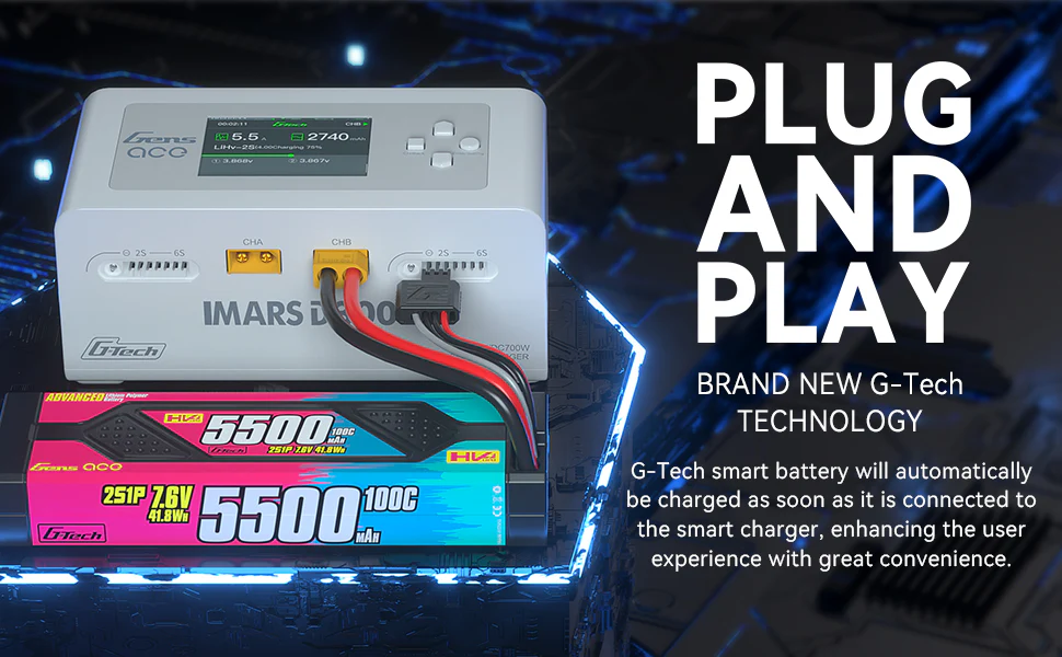 Gens Ace iMars D300 G-Tech Channel AC/DC 300W/700W RC Battery Charger-UK White - Image 12