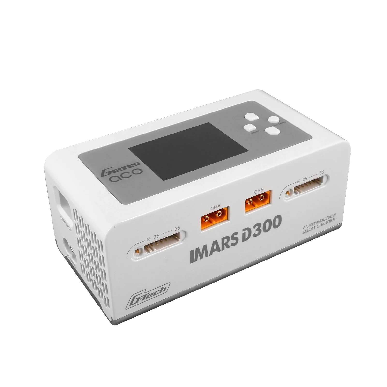 Gens Ace iMars D300 G-Tech Channel AC/DC 300W/700W RC Battery Charger-UK White - Image 4