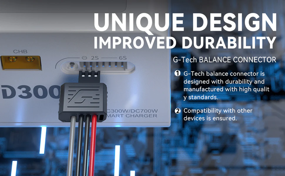 Gens Ace iMars D300 G-Tech Channel AC/DC 300W/700W RC Battery Charger-UK White - Image 9