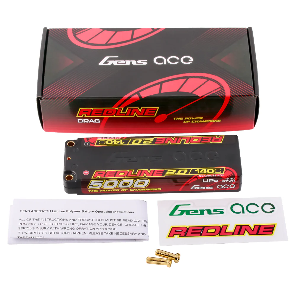 Gens ace Redline 2.0 Series 5000mAh 2S 7.4V 140C HardCase Lipo Battery Pack with Hardcase 56# - Image 5