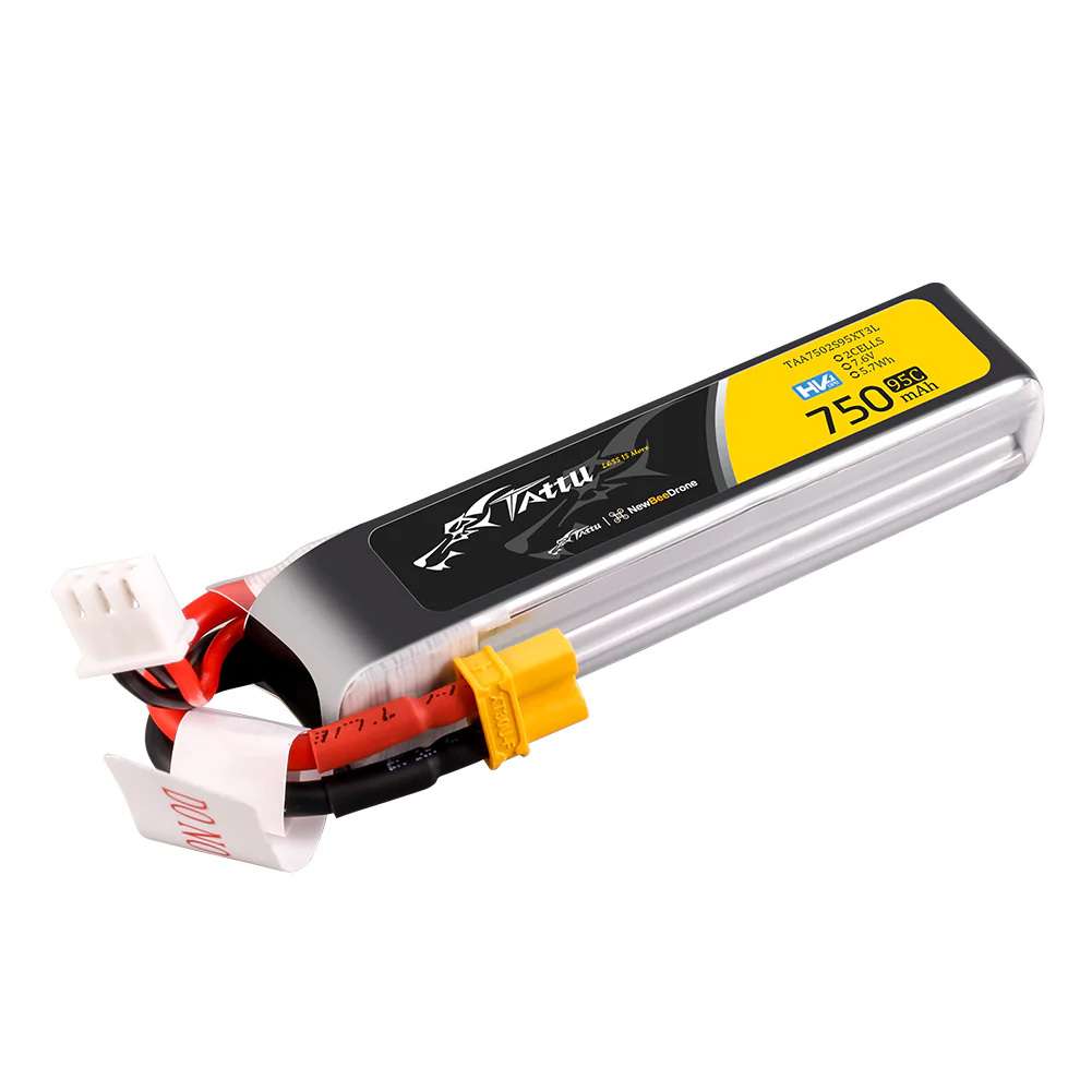 Tattu Lipo 750mAh 95C 2S1P 7.6V HV XT30U-F Long-Pack - Image 3