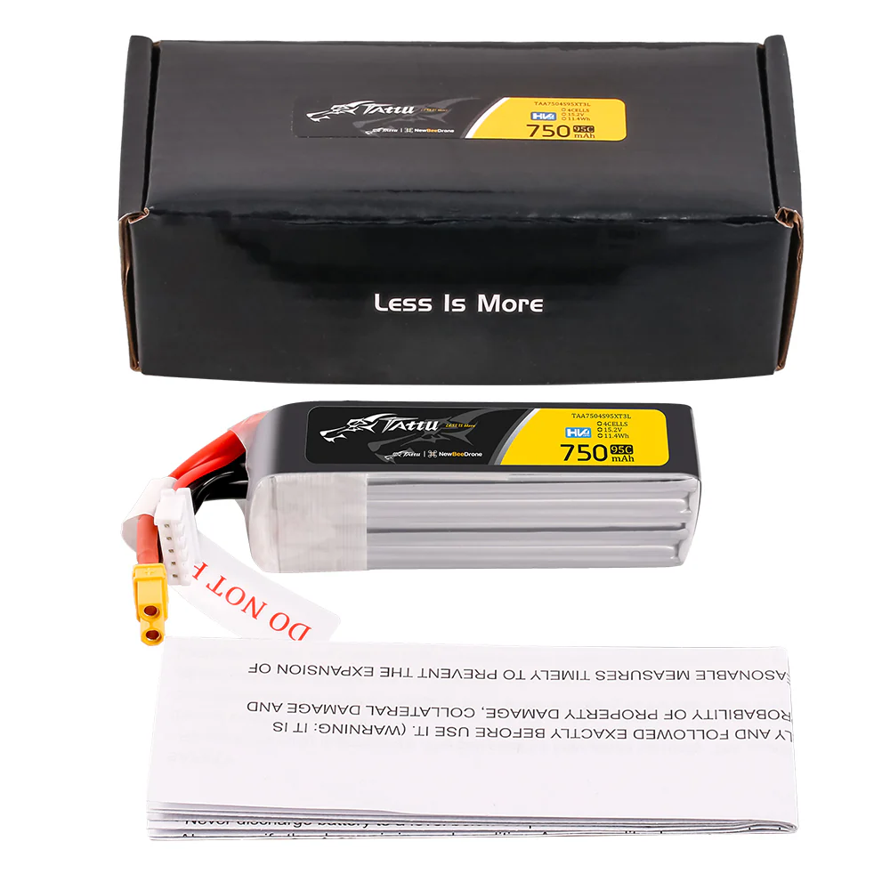Tattu Lipo 750mAh 95C 4S1P 15.2V HV XT30U-F Long-Pack - Image 5