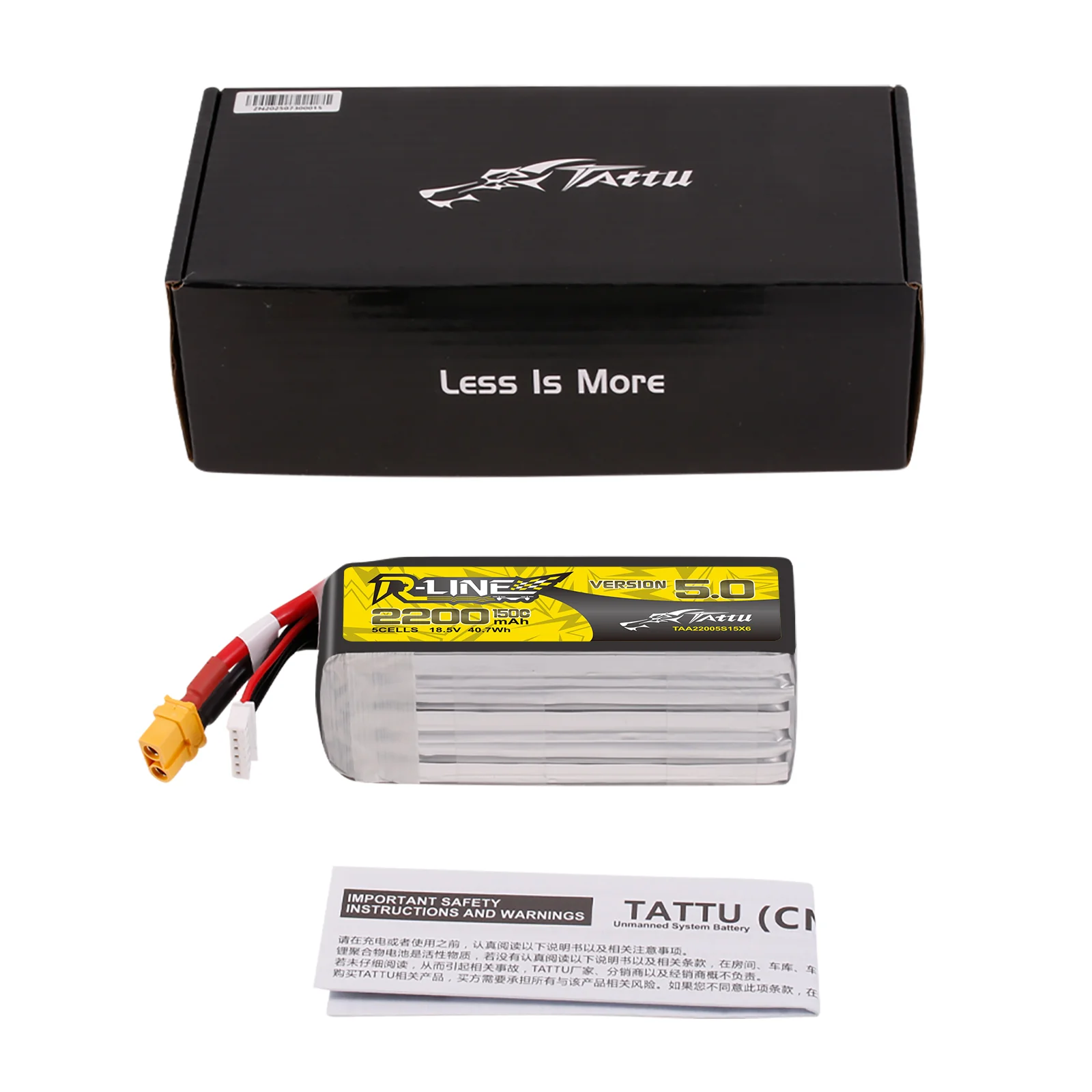 Tattu R-Line Version 5.0 18.5V 2200mah 5S 150C Lipo Battery with XT60U-F Plug - Image 5